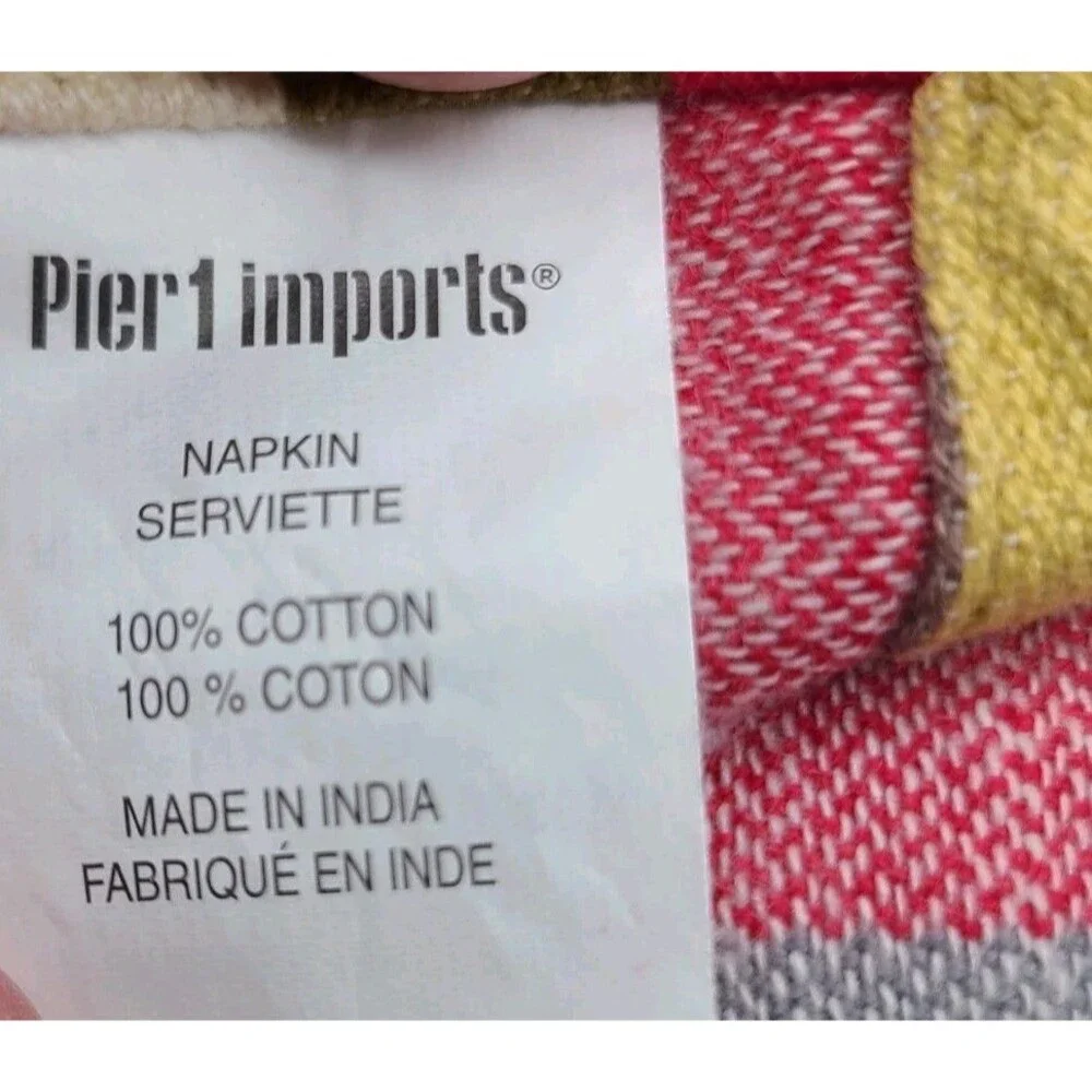 PIER 1 Bright Stripe Napkins Cotton Set of 8 Unused 19